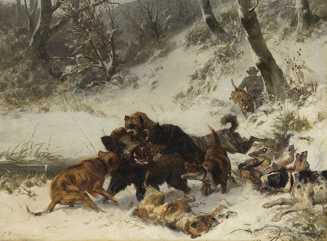 Carl Friedrich Deiker - Wildschweinjagd